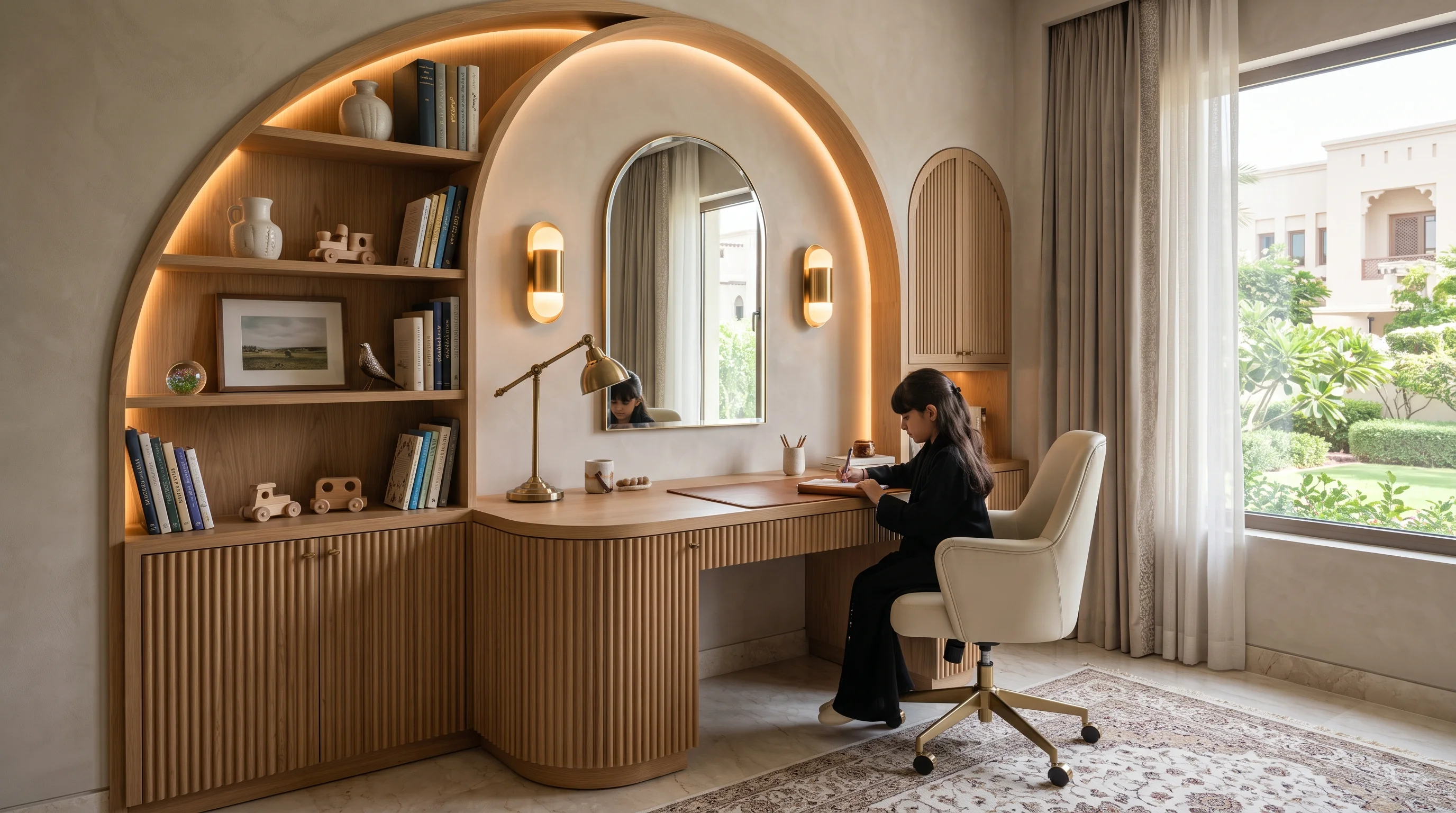 Montessori study station and natural daylight learning nook